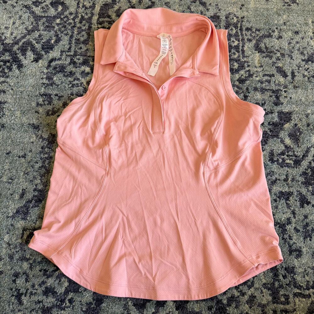 Lululemon NWOT Sunny Coral Quick-Dry Sleeveless Golf Polo Sleeveless Top Summer - Picture 3 of 7